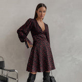 Women Dress Autumn Winter Retro Elegant Floral Dress