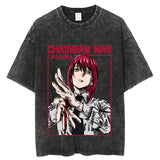 Vintage washed anime cotton T-shirt Harajuku