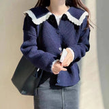 Women Knitwear Autumn Winter Retro Sweater Slim-Fit Knitted Cardigan