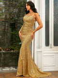 Harlem Nights Outfits Spring V-neck Hip Sequined off-the-Shoulder Long Evening Dress