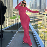Women Dresses Fall Slim Fit round-Neck Long-Sleeved Dress