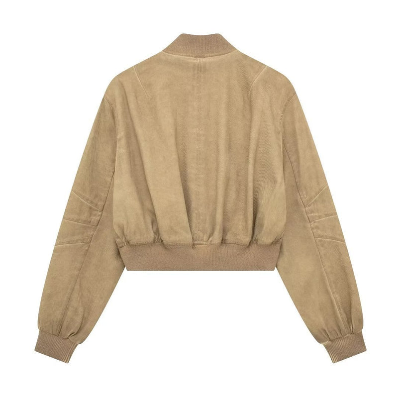 Women Jacket Flight Jacket Top Women's Autumn Stand Collar Zipper Slim Fit Baseball Uniform Jacket