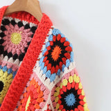 Women Sweater Knitwear Autumn and Winter Plaid Loose Knitted Cardigan Sweater