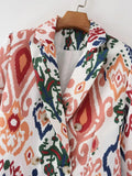 Women Suits Autumn and Winter Long-Sleeved Double-Breasted Printed Blazer