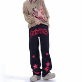 Men Jeans XINGX Paste Cloth Embroidery Jeans Retro Hip Hop Straight Loose Trousers