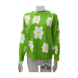 Women Knitted Sweater Leisure Pullover Knitted Sweaters Women's Clothing round Neck Long Sleeve Loose Jacquard Sweater