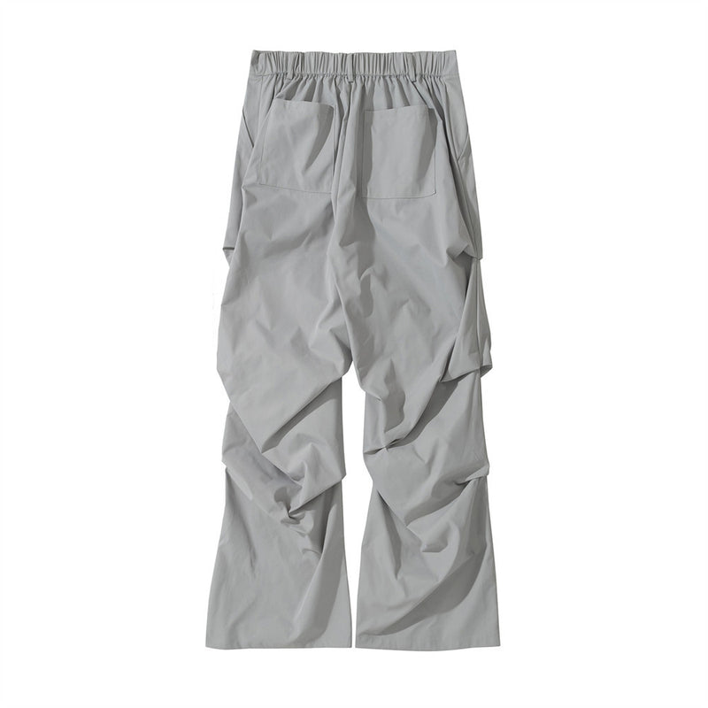 Men Sweatpants Solid Color Pleating Casual Pants Loose Wide Leg Pants Trousers