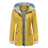Women Trench Coat Autumn and Winter Detachable Hat Windbreaker Raincoat