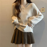 Women Knitted Pullover Autumn and Winter Loose Knitwear Top