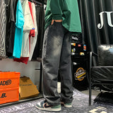 Men Jeans Summer Retro Wide-Leg Pants Baggy Straight Trousers