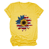 T-shirt pattern sunflower print round neck casual short sleeve