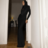 Women Dresses Winter Slim-Fit Hood Long Sleeve Dress