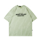 Men T Shirt Vintage Distressed Graffiti Suede Short Sleeve T-shirt