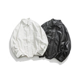 Unisex Jacket Vintage PU Leather Jacket Men's Loose Lapels Faux Leather Jacket