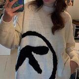 Aphex Twin Clothing Trendy Sweater Women's American Vintage Loose Knitted Long Sleeves