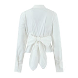 Women Tops Summer Bow Solid Color Shirt