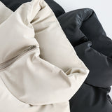 Unisex Winter Cotton Coat Zipper Pocket Decoration Stand-up Collar Cotton-Padded Clothes Vintage Detachable Sleeve Cotton Jacket
