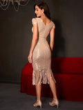 Women Evening Gown Sexy Retro Slim-Fit Sequined Dress