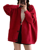 Women Knitted Cardigan Autumn and Winter Sweater Cardigan V-neck Knitted Jacket
