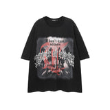Men T Shirt Distressed Gothic Print Hiphopt Shirt
