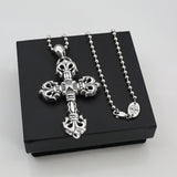 Chrome Hearts Necklace Vintage Flame Vine Cross Pendant