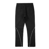 Men Sweatpants Zipper Straight-Leg Trousers Loose Casual Pants