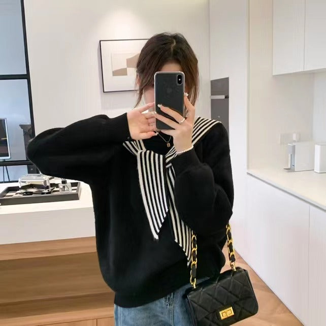 Women Knitted Pullover Crew Neck Sweater Autumn Winter Sweater Top