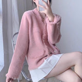 Women Knitted Cardigan Autumn and Winter Tassel Loose Sweater Cardigan