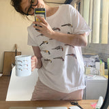 Gun Graphic Tees Western T-Shirt Summer Loose Vintage Boho