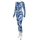 Women Dresses Fall Slim Fit Backless Long Sleeves Dress