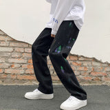 Men Jeans Splash-Ink Jeans Men's Autumn Baggy Straight Trousers Casual Trousers