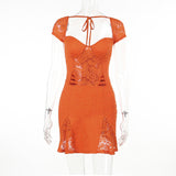 Women Dresses Autumn Sexy Hip Skirt Lace Short Sleeve Dress
