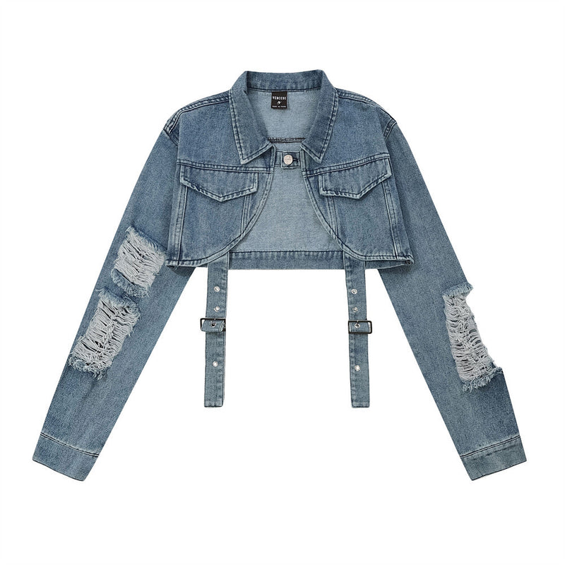 Women Jacket Women's Ultra-Short Denim Jacket