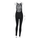 Women Jumpsuit Winter Sexy Backless Slim Fit Solid Color Jumpsuit