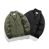 Unisex Winter Cotton Coat Lapel down Jacket Retro Loose Velvet down Jacket