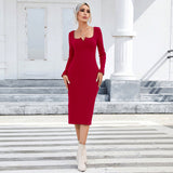 Women Dress Sheath Long Sleeve Dress