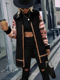 Women Trench Coat Lapel Long Stitching Zipper Plush Coat