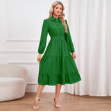 Women Date Dress Stand-up Collar Bowknot Dress Autumn and Winter