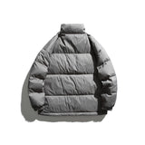 Unisex Winter Cotton Coat Stand-up Collar down Jacket Vintage Zipper Pocket down Jacket
