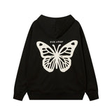 Men Hoodie Vintage Butterfly Affixed Cloth Embroidered Hooded Sweater