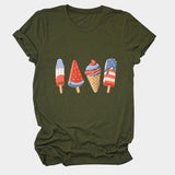 Crew neck short sleeve ice cream popsicle print personalized summer T-shirt