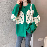 Women Knitwear Autumn Winter Retro Sweater Loose Knitted Cardigan