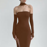 Women Dresses Autumn Sexy Hollow-out Split Dress