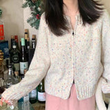 Women Knitwear Autumn and Winter Zipper round Neck Sweaters Cardigan
