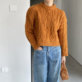 Women Winter Knitted Sweater Crew Neck Twist Loose-Fitting Long Sleeve Sweater X1925