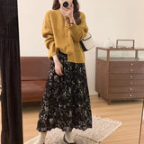 Women Knitwear Spring and Autumn round Neck Sweater Loose Knitted Cardigan