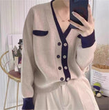 Women Knitwear Autumn Double Breasted Sweater Loose Knitted Cardigan