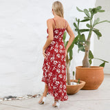 Women Date Dress Summer Sexy Suspender Dress Irregular Pattern Print Dress