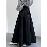 Women Skirt Vintage Umbrella Skirt High-Grade Pleated Elastic Waist A- line Large Hem Skirt