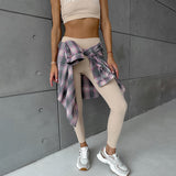 Women Trench Coat Color Plaid Shirt Autumn and Winter Thin Plaid Long Sleeve Shirt